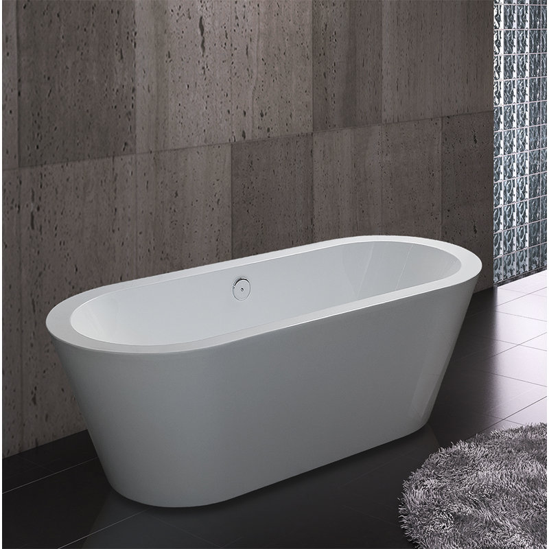 AKDY 59" x 32" Freestanding Soaking Fiberglass Bathtub Wayfair.ca